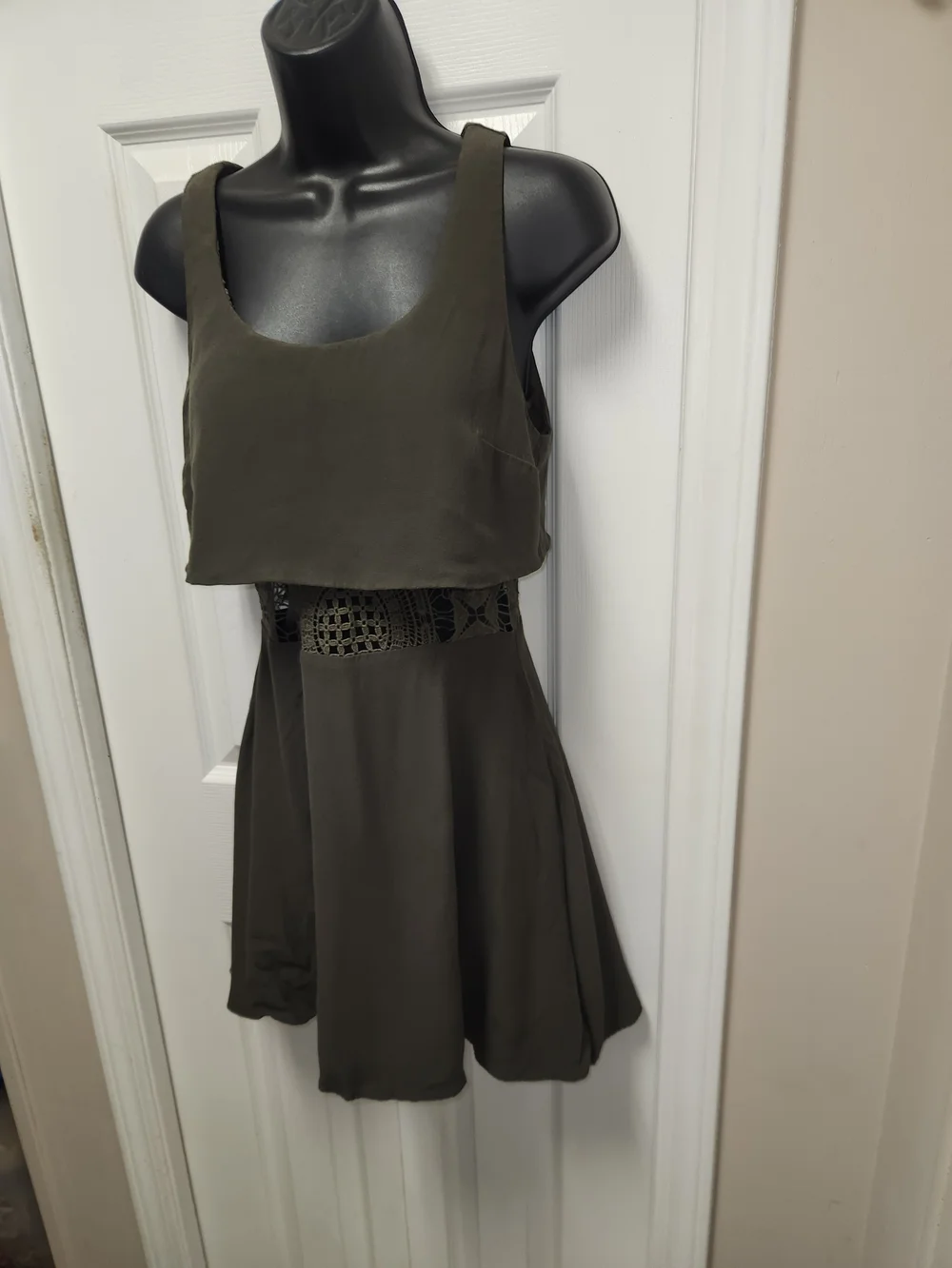 🍉Olive Crochet-Waist Fit & Flare Dress - Picture 7 of 8